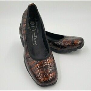 Josef Seibel Slip On Shoe Patent Leather Wedge Loafer Crocodile Sz 37 Womens 6